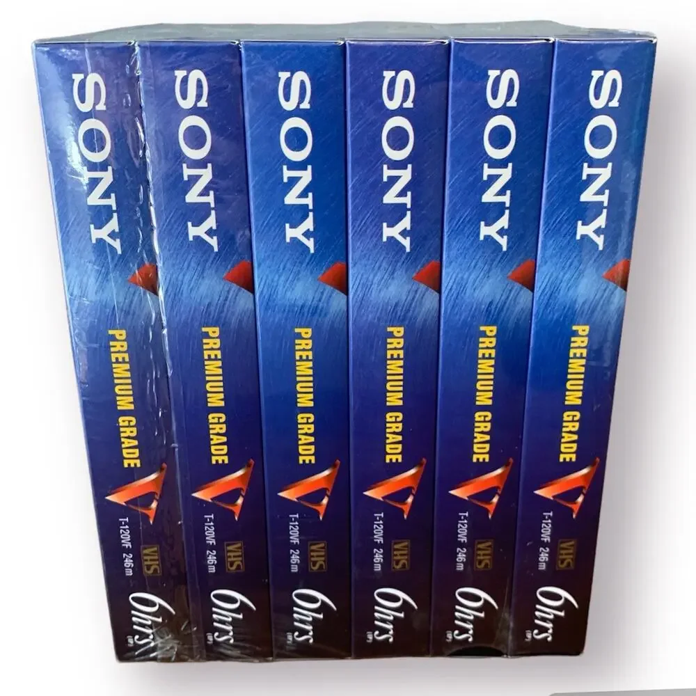 Sony T-120VF 246m VHS 6 Hour Premium Grade NOS Pack of 6